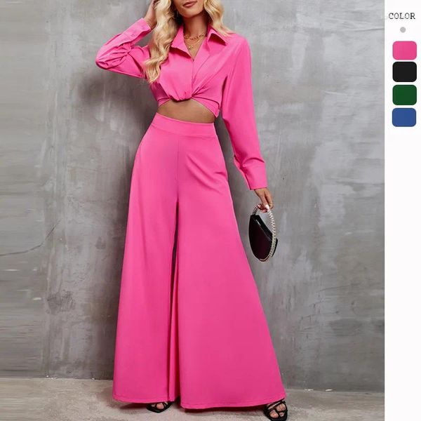 Lässige Kleider Hosen Set Frauen Herbst Kleidung Feste Farbe Weitbein zweiteiliger Outfits Robe Boho Fairy Pareo Bath Outlet