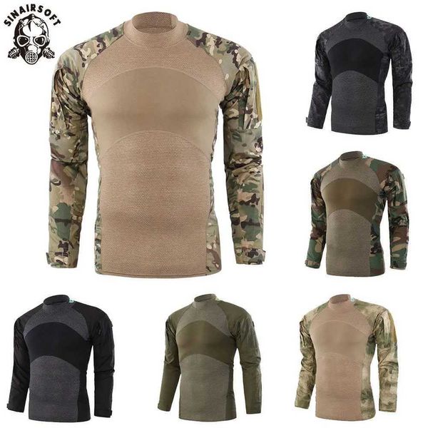Camisetas táticas do exército dos EUA uniforme militar caça camiseta tática de manga longa de algodão de terceira geração camisa de sapo de batalha camisa de camuflagem de camuflagem 240426