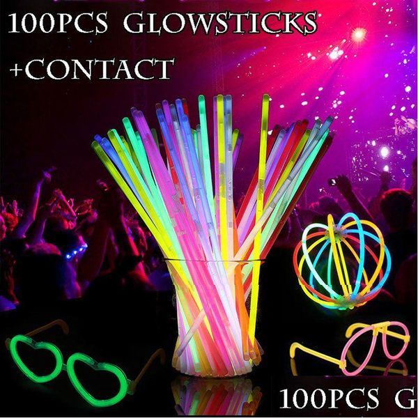Outros suprimentos de festa de evento 100pcs bastões de brilho para escance glowsticks pulseiras neon colar wedding weash weashing weashing ward homefavor dhnir