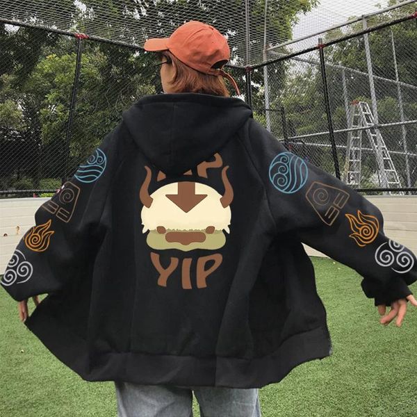 Herren Hoodies 2024 Frauen süße Appa yip avatar Der letzte Airbender Reißverschluss Harajuku übergroßer Pullover Koreanische Version Männer Jacke C.