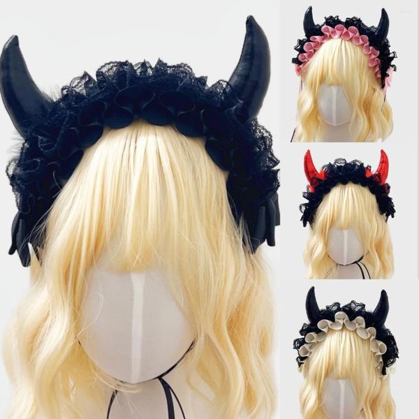 Forniture per feste cosplay headband nero punk halloween costume diavolo corni abito fantasia cartone animato cornice fantasma per carnevale