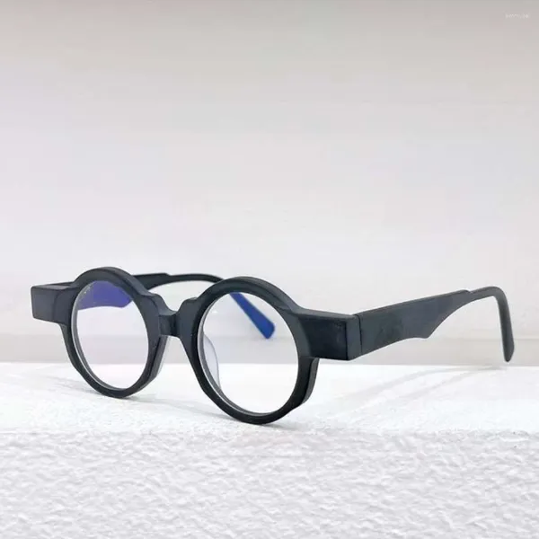 Sonnenbrillen Frames Deutsche Marke Maske K32 Mode Original Runde Acetat Mattes Gläser Frauen klären gelbe Brillen mit Lederhülle