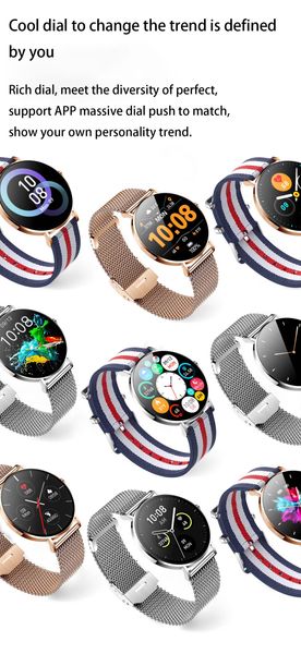 Cross -betriebst8 weibliches Ultra -dünner Smart Call Watch 1,3 -Inch Amol Screen Herzfrequenz Herzdruck Blutdrucküberwachung Bluetooth Uhrenring