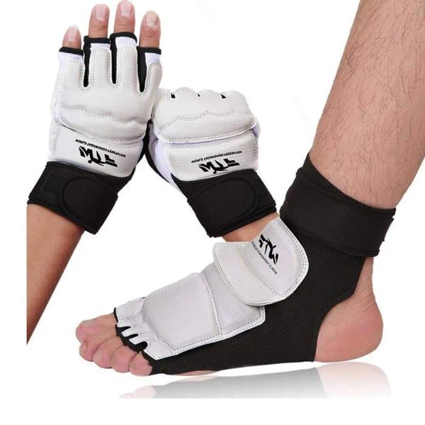 Produkte PU Leder Taekwondo Handschuhe oder Fußschutz für Kickboxkämpfe, Knöchelunterstützung, Fußpalmenschutz, 2 PCs