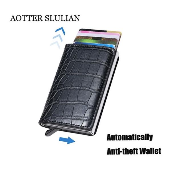 Portafogli RFID smart anti-lathot unisex Holder business ID Cash Case Fashion Milish Leather Poppa automaticamente borse237e