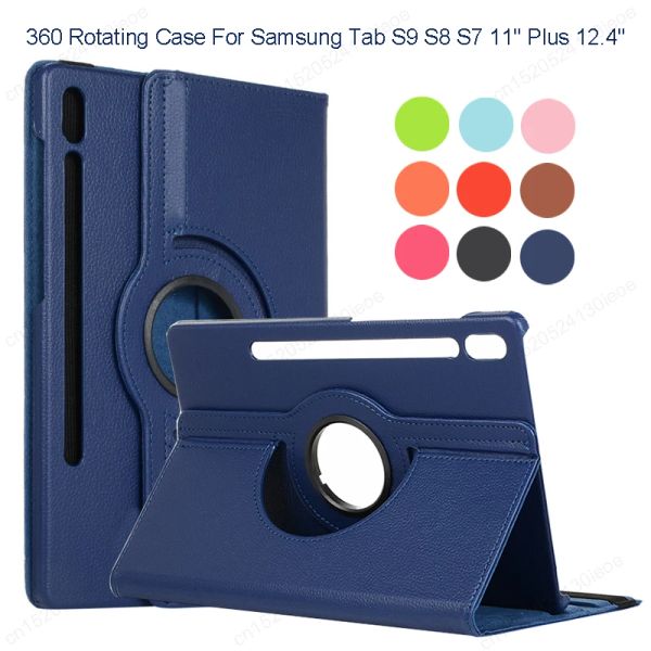 Случай для Samsung Galaxy Tab S9 S8 Ultra 14,6 S7 Plus Fe 12.4 Case 360 Вращающаяся крышка таблетки для таблеток для Samsung Tab S9 S8 S7 11 