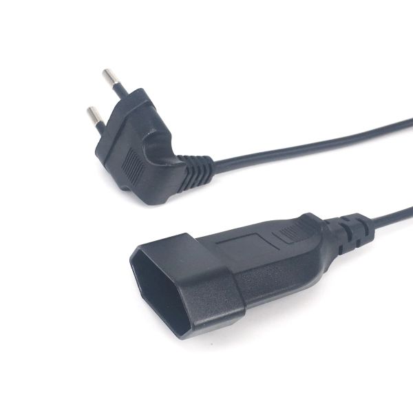 Adapter Europea 90 Grad männlicher Stecker an weibliche Sockel -Stromverlängerungskabel für PC -Computer PDU 0,3 m/0,6 m/1,8 m EU 2Pong Biegwinkelkabel