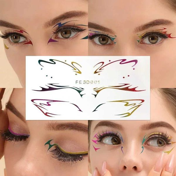 Tatuagem Transferência de olhos coloridos adesivos de maquiagem de laser Eyeliner Eyeliner sobrancelha