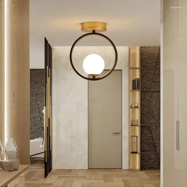 Deckenleuchten nordische LED -Lampe für schwarze Goldhängeln Kronleuchter Dekor Corridor Cloakroom Balkon Innenglasbeleuchtung Leuchten