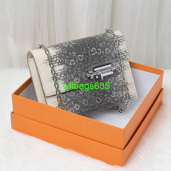 Verrou Handtasche Luxus Leder -Umhängetaschen Top -Schicht Swift Cowhide -Kettenbeutel Weibliche Bolzenbeutel Lederschnalle kleiner quadratischer Beutel ein Schulter -Cro haben Logo HBC3KV