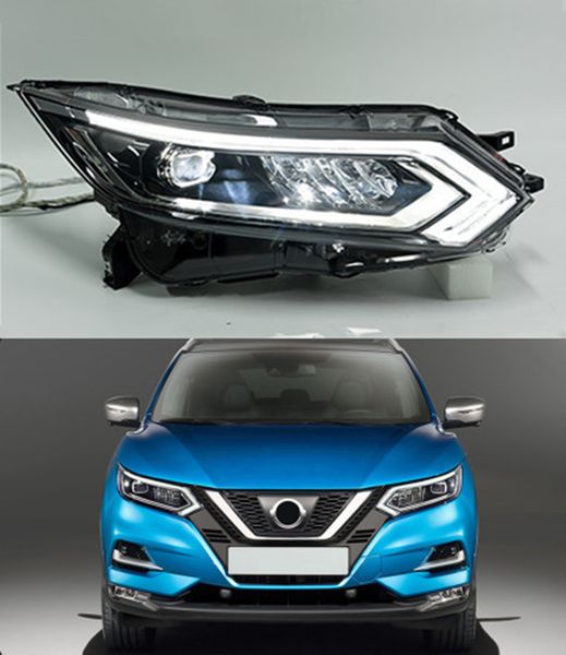 LED diurna de lâmpada da cabeça para Nissan Qashqai 2018-2020 Sinal de giro de luz alta Lente do projetor de luz