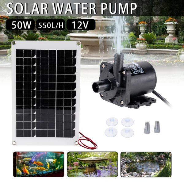 Pumpen 50W bürstenloser Solar -Kraftwasserpumpe Set Solar Panel Ultra stille Tauchpumpen Sprinkler Teich Gartenbrunnen Aquarium Kit