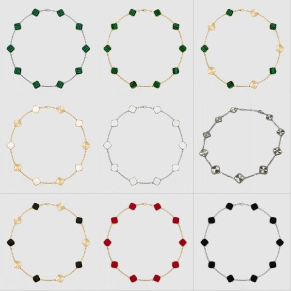 Дизайнерское ожерелье Клеверное ожерелье Женское ожерелье Цепное колье модно покрытое розовым золотом Серебряное агата Винтажные устушки для женского ожерелья ZH219 B4