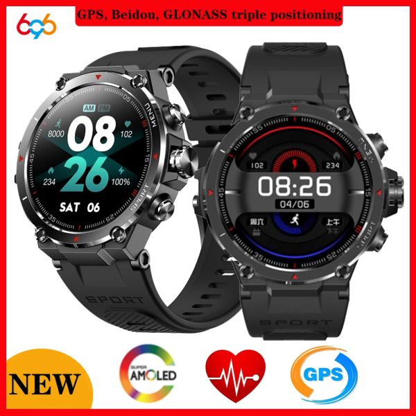 Guarda Nuovi uomini 1,3 pollici 360*360px AMOLED SCREEN Smart Watch GPS Galileo Beidou Posizione Waterproof 300Mah Sports Fitness Smartwatch