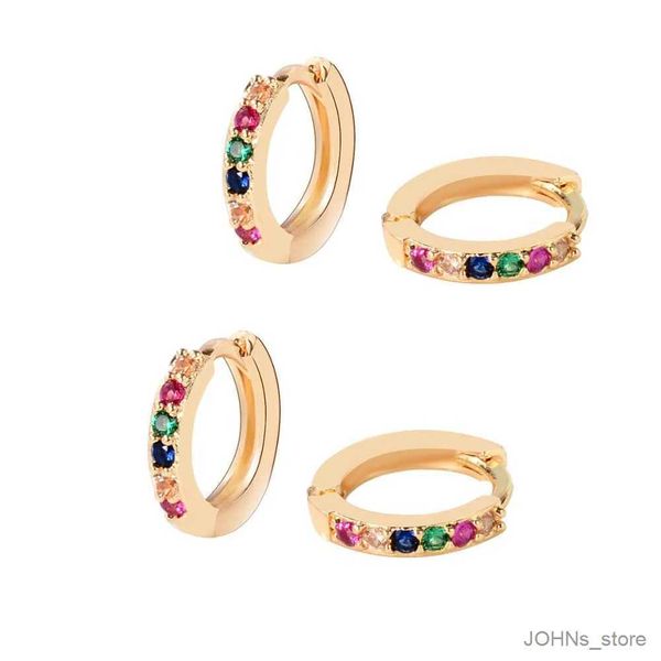 Stullo 4 pezzi/sacchetto semplice cartilagine elicola per tracorsa piccola mini orecchini a cerchio blu arcobaleno Crystal Golden Huggie Hoops Set Circle Earring