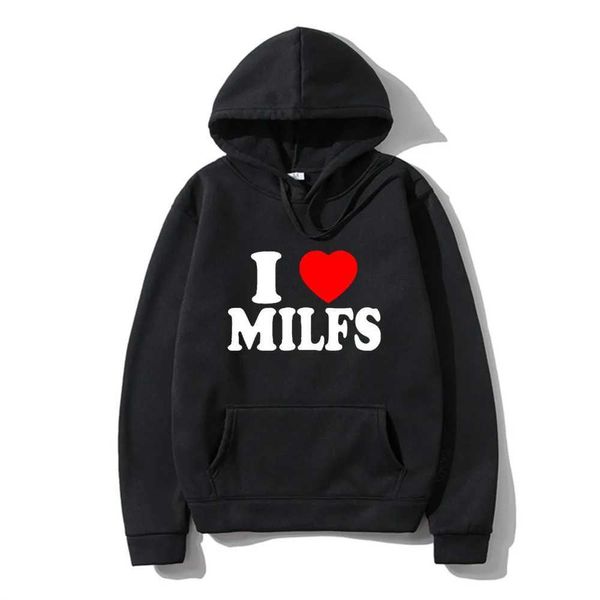 Herren Hoodies Sweatshirts Ich liebe Milfs Ich Herz heiße Mütter Print Männer Hoodies Sweatshirts Lustige Herbst Winter Casual Tops Pullover Harajuku Modekleidung T240425