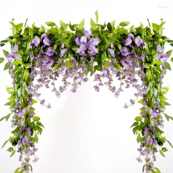Fiori decorativi finte piante di vite decorazioni artificiali wisteria fiore appeso a casa festa giardino arte arte ghirlanti fai -da -te ghirlanda