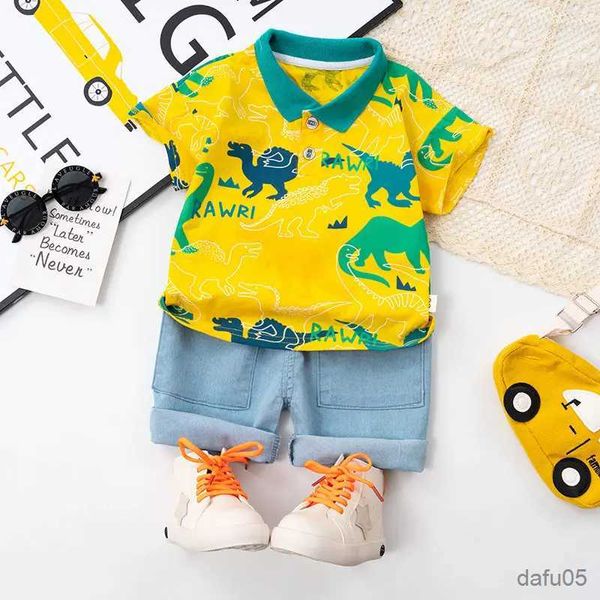 Bekleidungssets neue Sommerkinderkleidung Anzug Kinder Fashion Boy Girls Cartoon T -Shirt Shorts 2pcs/Set Kleinkind Casual Clothing Kids Trails -Einrichtungen