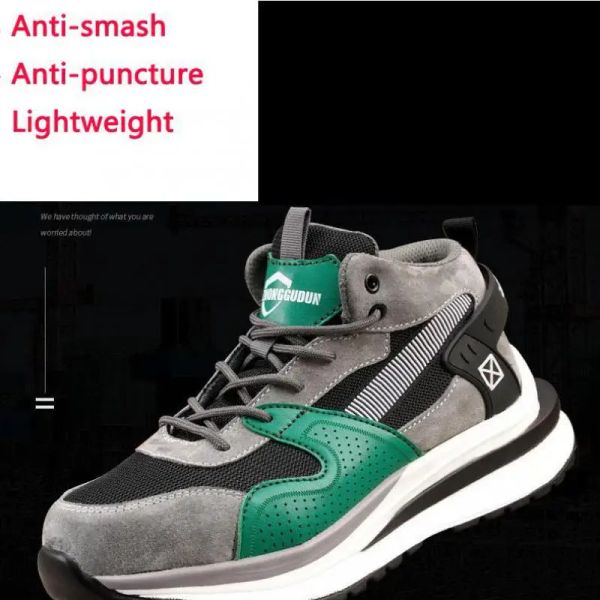 Botas Four Seasons Segurança Sapatos de Segurança Light Breathable Fly Tito Zapatos de Seguridad Impacto Resistente e Sapatos de Trabalho Resistentes à Punção