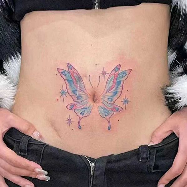 8Jie Tattoo Transfer 5pc/Lot Pink Love Totem Водонепроницаемые временные наклейки с татуировкой сексуальная талия и крышка живота
