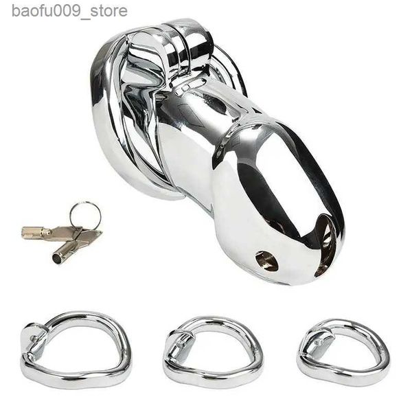 Outros itens de beleza da saúde Metal MacHestity Cage Dispositivo com orifício de urina 45/50/55mm Ring pênis Produto sexual adulto bdsm q240426