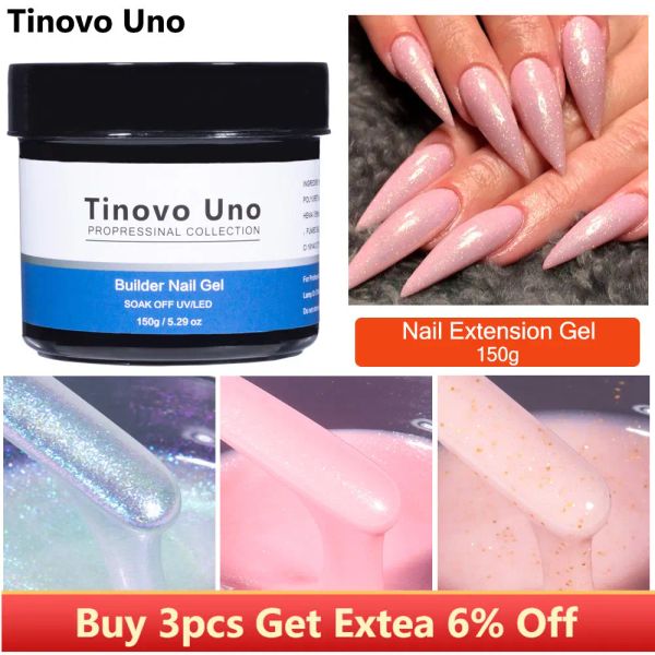 Гель Tinovo Uno 150g Builder Nail Gel для удлинителя с блестка