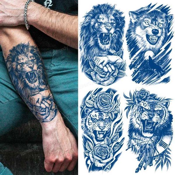 Tatuaggio trasferimento semi-permanente uomo inchiostro duraturo uomo impermeabile adesivo tatuaggio temporaneo leone drago ala tatto flash body arte falsa tatuaggio 240427