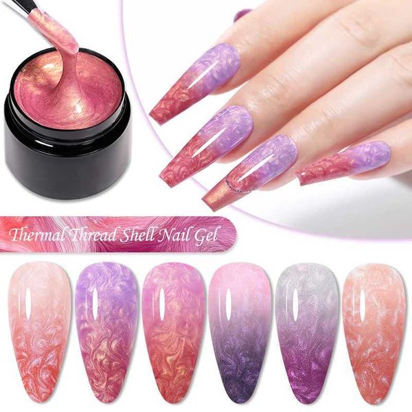 Esmalte de unhas lilycute unha térmica gel esmalte de casca de casca de cor esmalte a cor alteração do gel Gel Molhness Mergulhe o gel UV Y240425