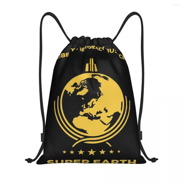 Borse per la spesa HellDivers Super Earth Diving In Hell Cine Drewpack Gym Sports SackPack Video Game Game Bag per allenarti