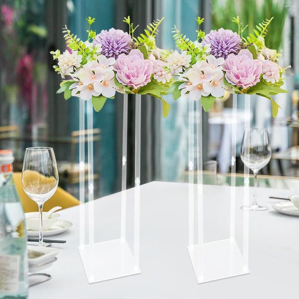 Вазы 2pcs прозрачный цветочный стенд свадебная украшение стол центральный элемент акриловой пол ваза колонка домашняя вечеринка на фоне декор 100 см.