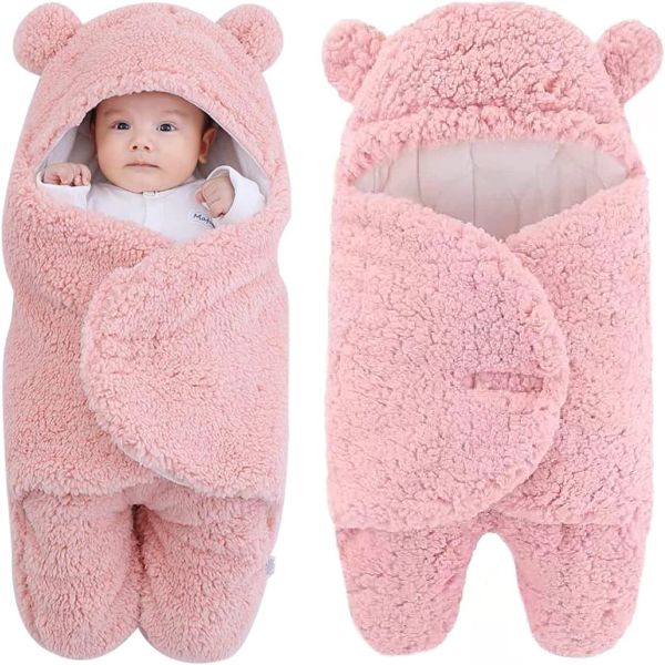 Taschen Neugeborene Plüsch -Swaddle -Decken Ultrasoft Baby Schlafsack Empfang Decke süßes Bären Kind Sleepsack Kleidung