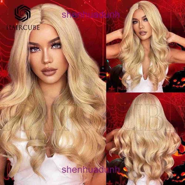 Archibo di capelli Nuovo parrucca sintetica oro split split lunghi capelli ricci stile femminile parrucche di prodotto consigliate