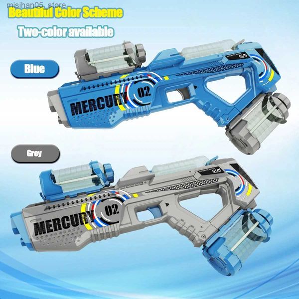 Sand Play Water Fun Summer Exiple Automatic Luminious Water Gun 2024 New Electric Continuous Shooting Continuous Adult and Childrens Giocattolo da bagno Giochi di nuoto Q240426