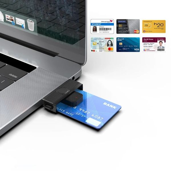 2024 CR318 Banka Kartı SIM ID CAC KARTI İÇİN USB Akıllı Kart Okuyucu Windows 7/8/10 / Mac OS Bilgisayar için USB Windows 10 Kart Okuyucu