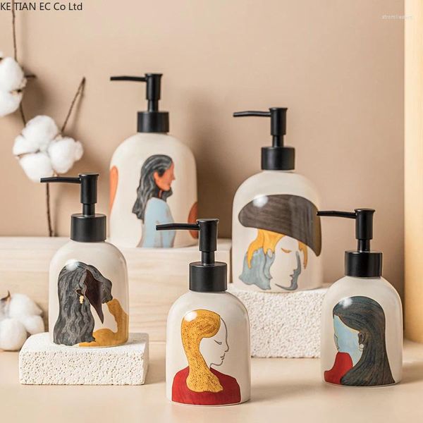 Distributore di sapone liquido europeo creativo ragazza pressa in ceramica in ceramica da bagno la lozione sanitatore per le mani bottiglia di lavaggio corporeo