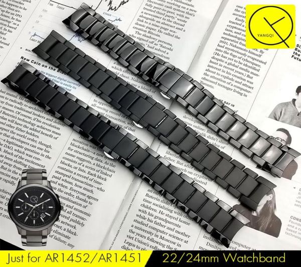 22 mm da 24 mm in acciaio in ceramica per AR1451 AR1452 Watch Band per orologi AR per marcia da polso per marcia S3 Brand Watchband Curved Middle Scrub EN6307256