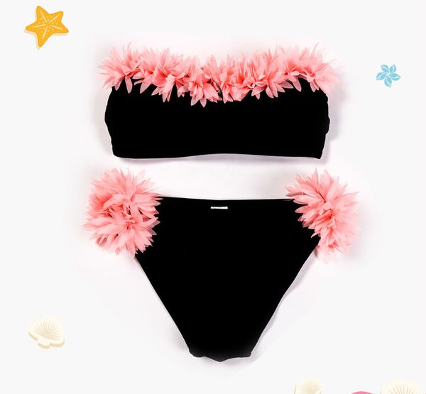 Zwei-Piece-Teenager-Badebekleidung Girls Bikini Sets große Kinder Stereo Blume Split Badeanzüge Sommer alte Mädchen Badeanzüge Strandbekleidung 3-12t Z7906