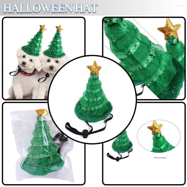 Hundekleidung 1 PC Grüne Nicht gewebte Stoff Heiligstree Hut Katzen Kostüme warmes Haustierkostüm Halloween Weihnachten Kleidung