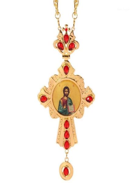 Anhänger Halsketten Kreuz Halskette Zirkone Kristalle Kirche Goldener Priester Kruzifix Orthodoxe Taufgeschenk Religiöse Ikonen Anhänger17378860