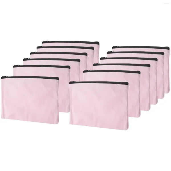 Pacote bolsas de maquiagem de lona rosa sacos de cosméticos com zíper multicolorido bolsa de casas de lápis Diy Craft