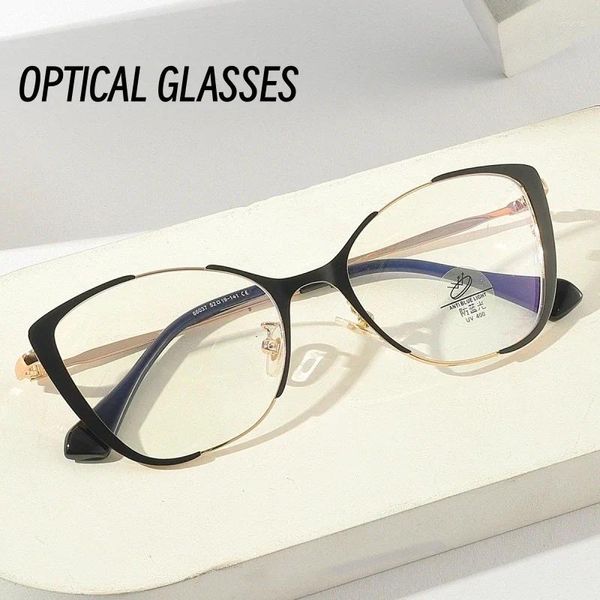 Солнцезащитные очки металлическая рама антислубные оптические очки дамы кошачьи глаза Простые очки