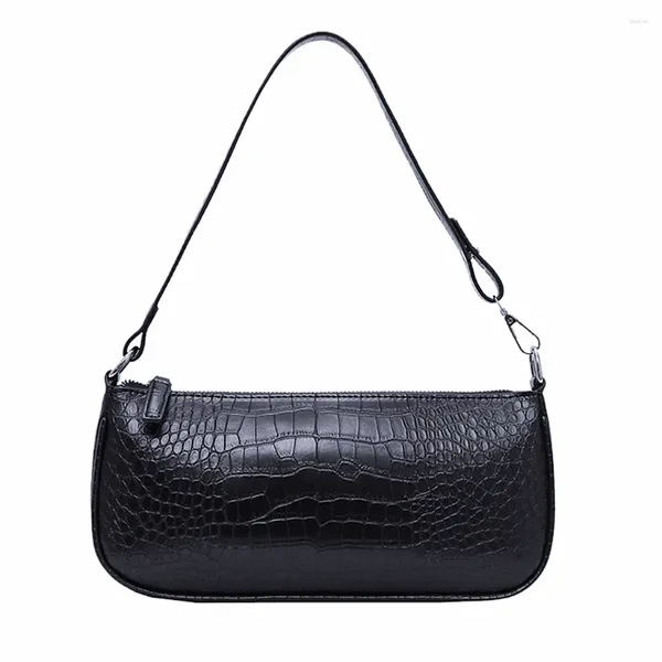 Bolsa Retro Alligator Skin Padrão Pequenas Mulheres Mensageiras Baguete de Crossbody Bolsas de luxo de ombro de ombro de crocodilo