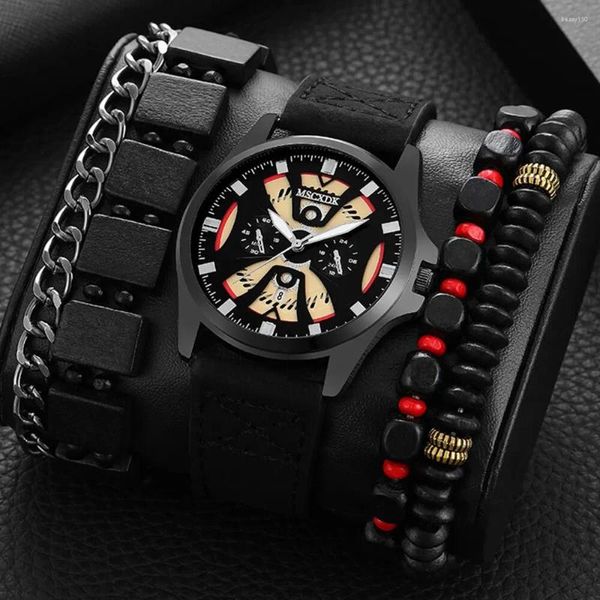 Armbanduhren 5pcs Set MSCXDK Marke Fashion Herren Armband Uhren für Männer Retro -Kalender Quarz Watch männlich lässiges Relogio Maskulino