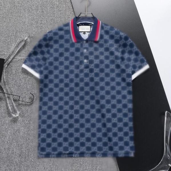 2024 nova camisa deisnger de verão masculino de lapela de lapela de manga curta vermelha camiseta azul letras impressas em estilo g de moda moda moda slim fit top polo camisetas 3xl