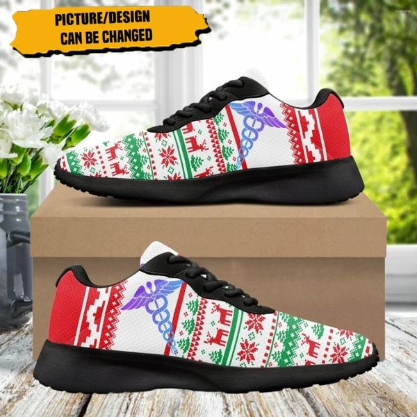 Casual Schuhe Weihnachtspersonal Muster atmungsaktives weiche Frauen Komfort absorbieren nicht rutschende Damen Sneaker für Outdoor