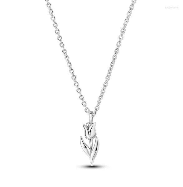 Correntes Artistic 925 Sterling Silver Retro Tulip Chain Charclace para Ladies Garden Garden Party Acessórios de jóias requintadas