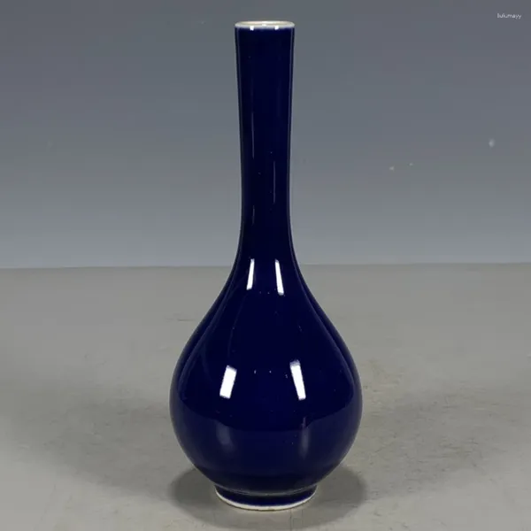Coleção de vasos de porcelana antiga de porcelana azul de vidro azul garrafas de diâmetro fino simples ornamentos decorativos sólidos e orna