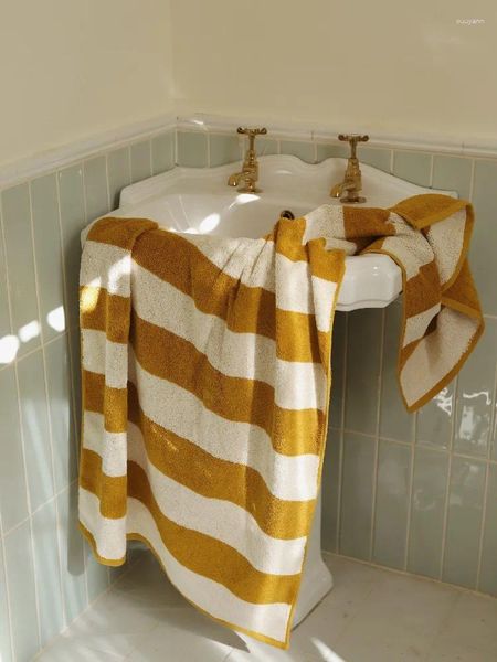 Asciugamano vintage in bagno solido di cotone puro a strisce solide per lavare gli asciugamani assorbenti per adulti