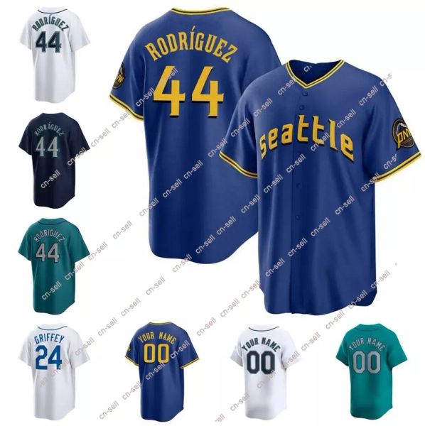 Top Maglie da baseball personalizzate Julio Rodriguez Ken Griffey Jr Home Away Men Men Women Youth S-3xl