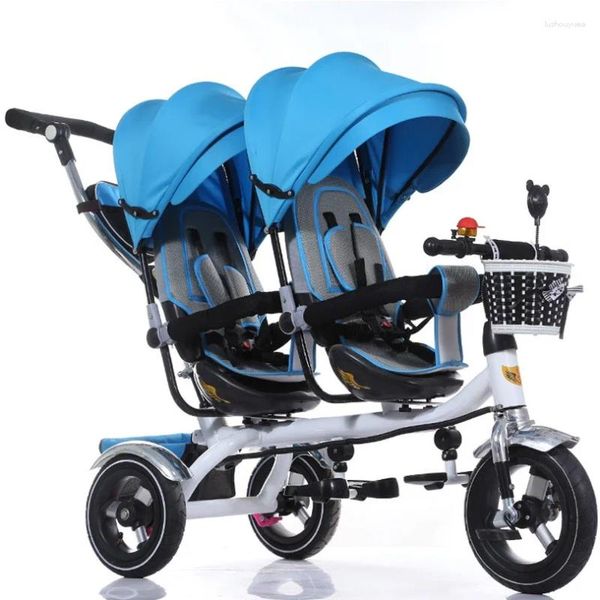 Yastık Outlet Çocuk Bebek Tutucu İkizler Bebek Üç Tekerlekli Bisiklet Bisikleti Çift Koltuk Arabası 6 aydan yıla